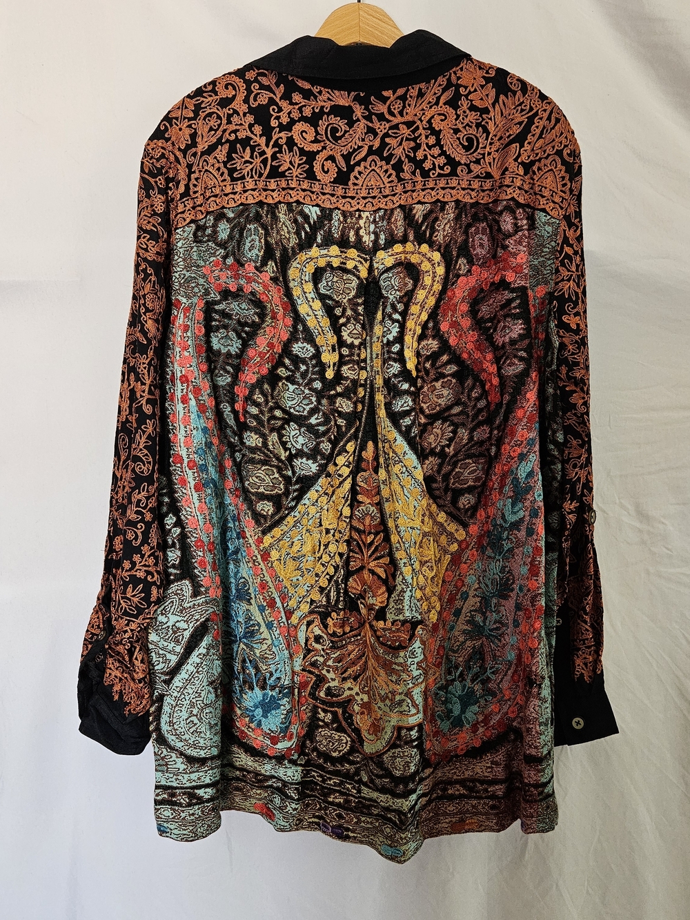 John Mark Button Up Blouse Plus Womens 0X Embroidered Artsy Boho NWT